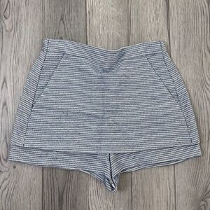 Maje Size L Blue Marl Tweed Skirt Shorts High Rise Cotton Skort Academia Preppy